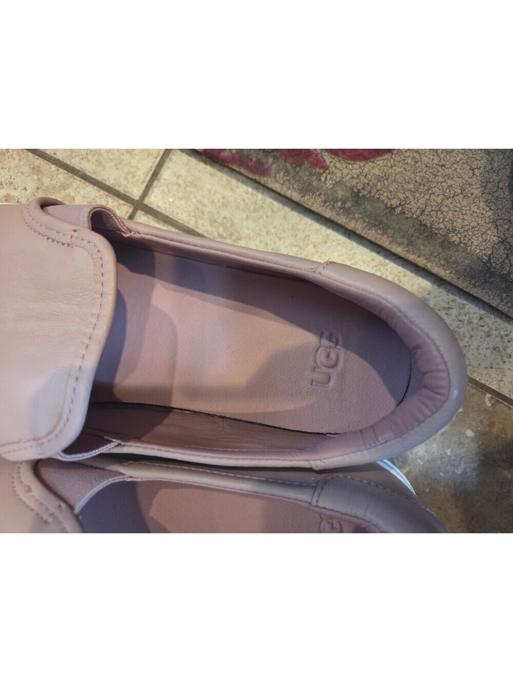 UGG Women's Jass slip-on sneakers in a dusty rose leather / white platform sole - Picture 9 of 11